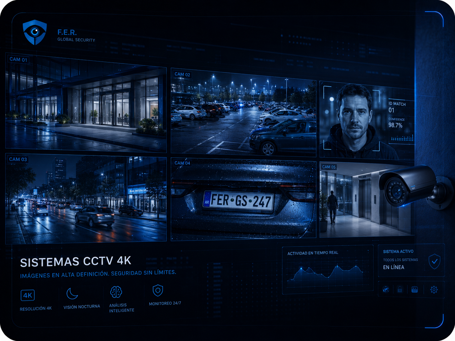 Sistemas de cámaras CCTV con resolución 4K y monitoreo avanzado